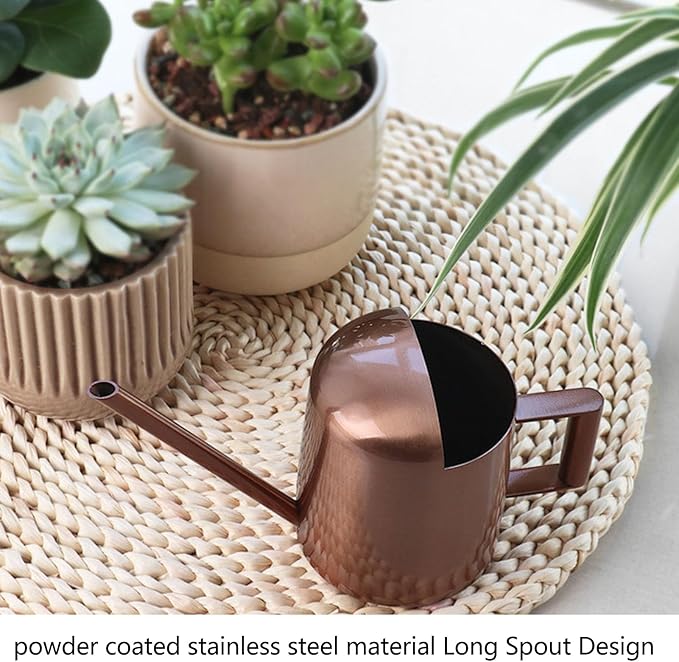 Watering Can 10oz/300ml Stainless Steel Long Spout Semi Open Powder Coated Flower Watering Pot for Garden Family Outdoor