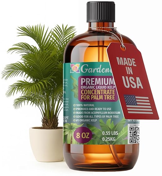 GARDENERA Premium Organic Seaweed & Kelp Superfood for Palm Tree Plants - 8 oz - Liquid Kelp Fertilizer Concentrate (Makes 45 Gallons)
