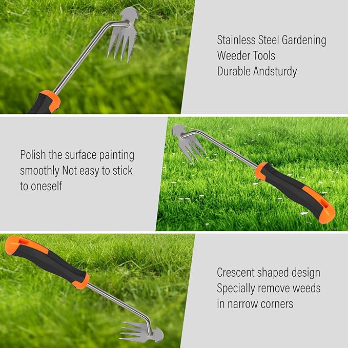 Weed Puller Tool,Portable Garden Weeder Tool,2024 New Gardening Weeding Tools,for Hand Weeder Puller for Vegetable Gardening Backyard Farm Planting & Uprooting Weeding Tool (Rubber Handle)