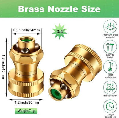 3 Pack Brass Nozzle Power Brass Hose Nozzle, Adjustable Twist Sprayer for Garden