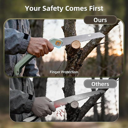 PrunePro Folding Saw Pruning Hand Saw for Wood Cutting with Triple-Cut SK5 Blade Camping Saw for Tree Trimming Gardening Work Foldable Saws