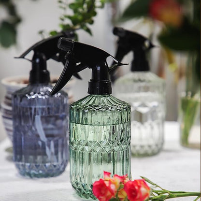 OFFIDIX Fine Mist Plant Mister,Handheld Pressure Glass Spray Bottles,0.43L/15.17oz Watering Can with Adjustable Nozzle for Outdoor Indoor Gardening and Cleaning Work(Light Green)