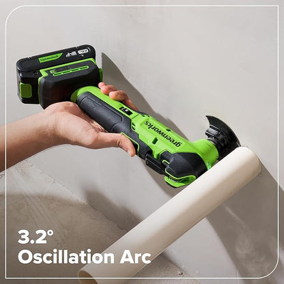 GREENWORKS 24V (5-TOOL) Combo (Drill + Impact Driver + Circular Saw + Multi-Tool + Flashlight), 4.0Ah + 2.0Ah (24,000mAh Power Bank) Batteries, (2) Cables, 65W Rapid Charger