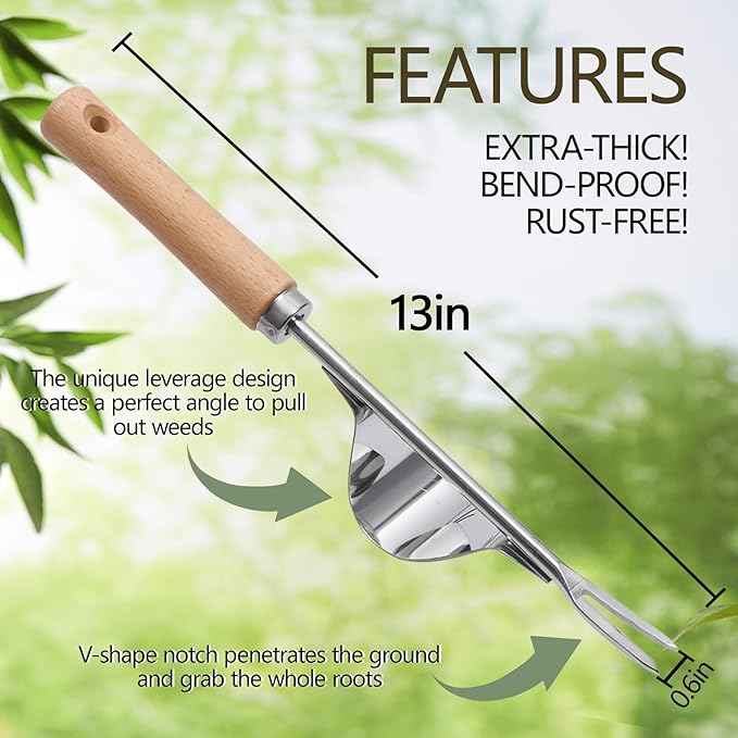 Gardening Hand Weeder Tools, 6 Teeth Uprooting Weeding Tool Multifunctional Manual Hand Weeder for Lawn Garden, Crack Weeder Crevice Weeding Tool, 3 PCS