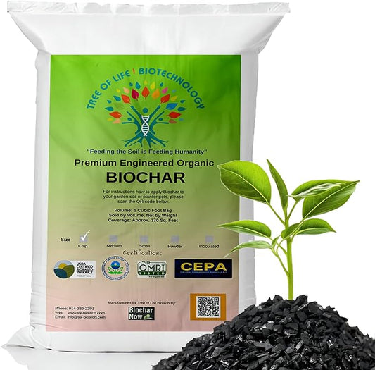 Premium Engineered Biochar Soil Amendment (Chip 30 Qts) – 100% Natural Active Carbon Award-Winning Biochar for Gardens | Organic Soil Amendment for Plants, Boosts Nutrients & Reduces Fertilizer Use