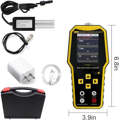 7 in 1 Soil Tester, Nitrogen Phosphorus Potassium NPK Tester, Handheld Soil PH Meter Kit, Temperature, Conductivity, Moisture, EC Meter for Petrochemical, Agriculture - Yellow