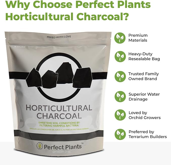 Horticultural Charcoal by Perfect Plants - 24oz. Plant Charcoal - Naturally Cleanses, Flushes Toxins and Excess Moisture from Containers and Terrariums