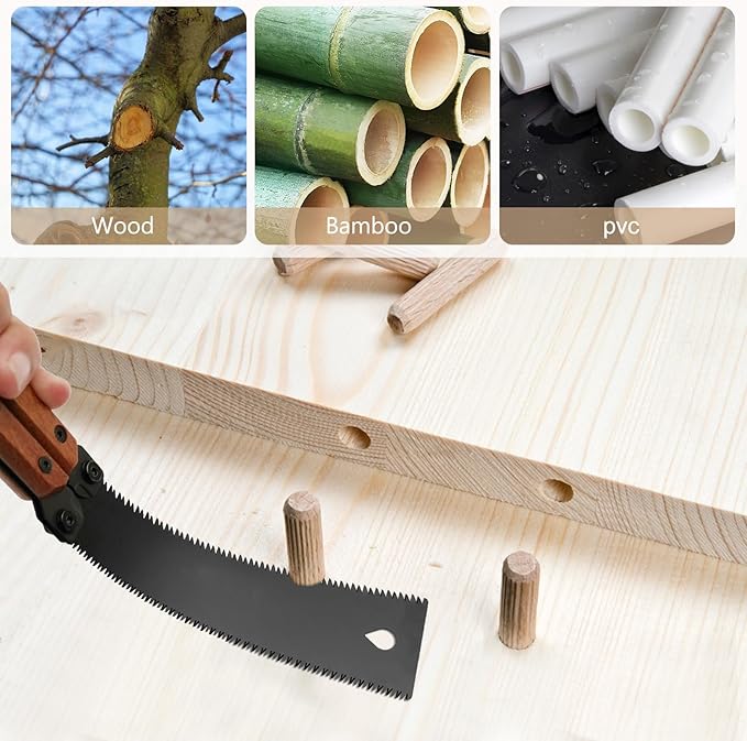 Folding Hand Saw - 5.5inch, 11TPI Pruning Saw with Smooth Cuts & Flush Cut Feature for Camping and Gardening