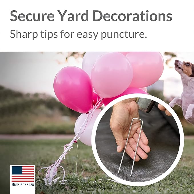 Pinnacle Mercantile USA Made 450 Pack Garden Landscape Staples Weed Barrier Fabric Stakes Galvanized 6 inch Pins Anti Rust Sod Staple 11 Gauge Steel