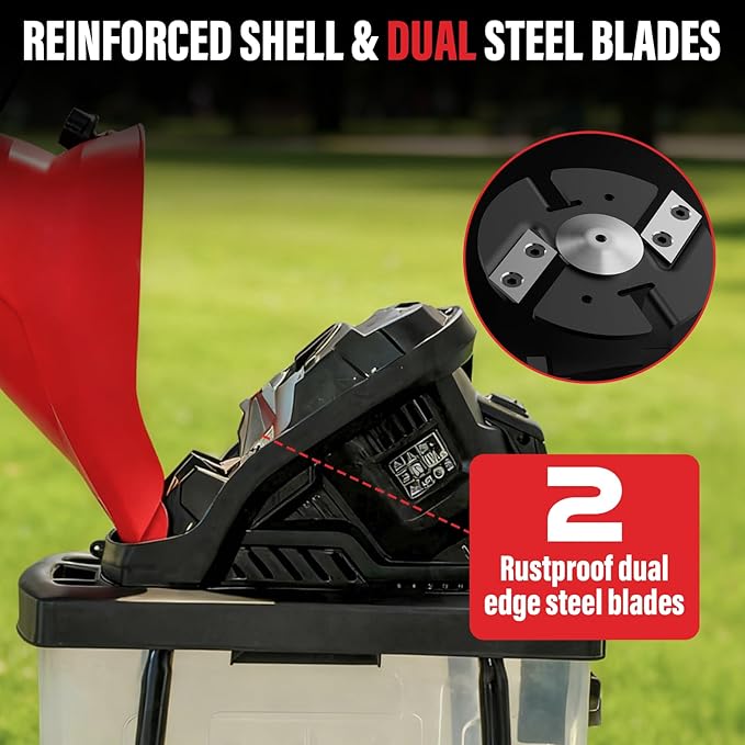 MZK 15 Amp Wood Chipper Shredder, Electric Mulcher Chipper Shredder with 55L Collecting Bin,1.8 Inch Cutting Diameter or Mulching, Composting and Yard Cleanup