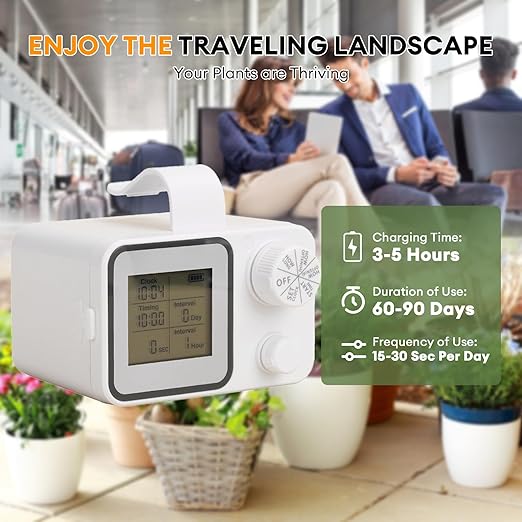 Automatic Watering System for 20 Potted Plants, Indoor/Outdoor Automatic Drip Irrigation Kit, DIY Plant Watering Devices with 30-Day Programmable Water Timer, LED Display and Power Supply