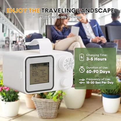 Automatic Watering System for 20 Potted Plants, Indoor/Outdoor Automatic Drip Irrigation Kit, DIY Plant Watering Devices with 30-Day Programmable Water Timer, LED Display and Power Supply