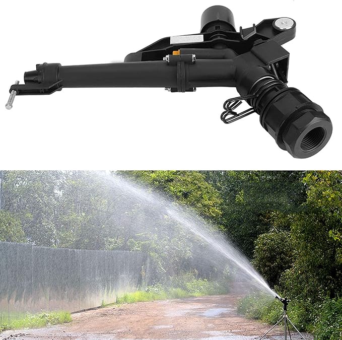 Garden Sprinkler, 360 Degree Rotating Adjustable Impact Sprinkler with Nozzle Set, 1.5in to 1in Heavy Duty Rocking Arm Sprinklers for Farm Lawn and Irrigation