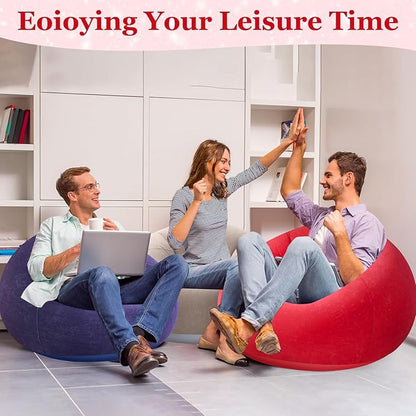 Realspring Inflatable Bean Bag Chairs Outdoor Blow up Camping Chairs Inflatable Lazy Sofa Folding Portable Bean Bag Loungers Couch for Movie Night(Coffee,Blue,Red,6 Pcs)