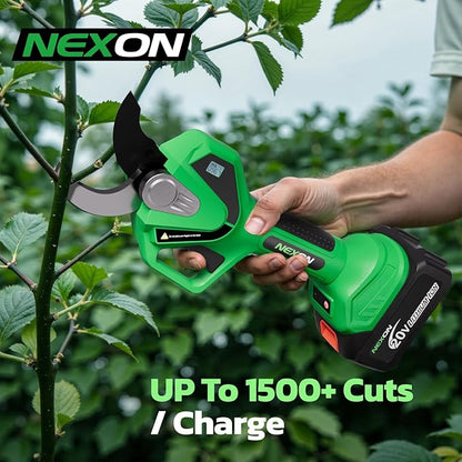 NEXON Cordless Electric Pruning Shears, 2-in-1 Tree Trimmer & Pole Pruner, 1.6" Cutting Capacity, 4000mAh Battery, Brushless Motor, Compatible for Makta 20V Battery, Garden Branch Cutter
