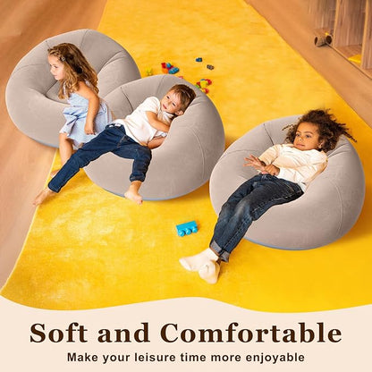 Realspring Inflatable Bean Bag Chairs Outdoor Blow up Camping Chairs Inflatable Lazy Sofa Folding Portable Bean Bag Loungers Couch for Movie Night(Coffee,4 Pcs)