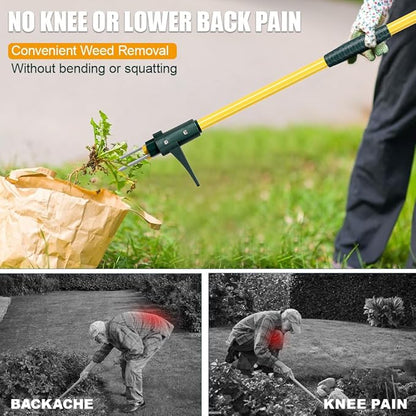 Weed Puller Tool, 50IN Long Handle 3 Claws Stand Up Weeder, Extra Thickened Stainless Steel Shaft Garden Weeding Tool,Remove the Roots of Thistles, Crabgrass, Dandelions, and Blackberries, etc.