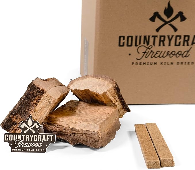 Kiln-Dried Red Oak Bark Bit Chunks Cooking Wood – Sustainably Sourced Firewood and BBQ Wood for BBQs, Grills & Smokers – 10 lbs, Made in The USA with 2 Firestarters