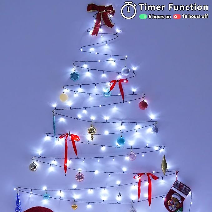 YEGUO 165ft 500 LED Christmas Lights Outdoor Waterproof, White String Lights Indoor, Green Wire Twinkle Tree Light Plug in with 8 Modes Timer Memory