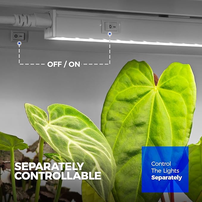 Barrina T5 Grow Lights for Indoor Plants, 4FT 160W (8 X 20W) Full Spectrum Grow Light with Separate Switch, Linkable Grow Lamp, Indoor Plant Lights for Growth, Plug and Play, 5000K, 8 Packs