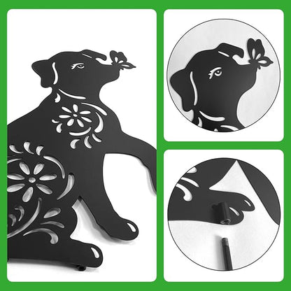 Metal Dog Garden Stake,Metal Dog Garden Decor for Outside,Patio,Outdoor,Charming Set of 2 Dogs Statues for Garden