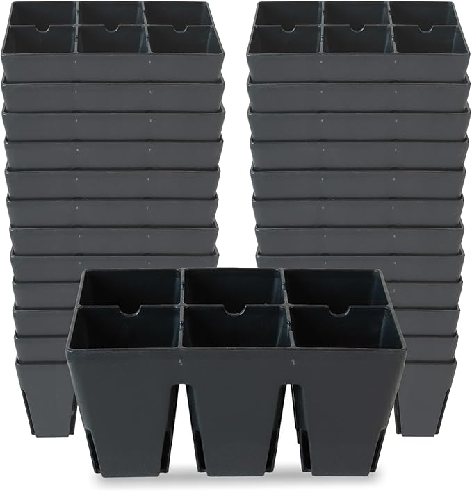 Epic Gardening Reusable Seed Starter Tray - 6 Cell/24 Seedling Starter Trays - Easy Watering, Indoor Greenhouse, Plant Starter, Gardener-Friendly for Seedlings | UV-Treated & BPA-Free - Black