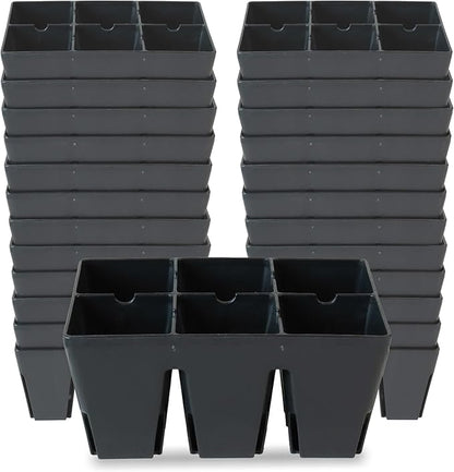 Epic Gardening Reusable Seed Starter Tray - 6 Cell/24 Seedling Starter Trays - Easy Watering, Indoor Greenhouse, Plant Starter, Gardener-Friendly for Seedlings | UV-Treated & BPA-Free - Black