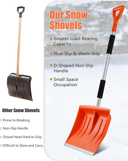 Snow Shovel for Driveway, 43" to 50" Retractable and Detachable Lightweight Plastic Snow Shovel with Sharp Blade and Non-Slip Foam Handle.Suitable for Women, Seniors