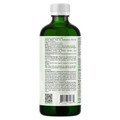 Peace Lily Fertilizer: 3-1-2 Liquid Fertilizer with Essential Micronutrients - The Ultimate Food for Spathiphyllum, Perfect for Indoor Plants (8 OZ)