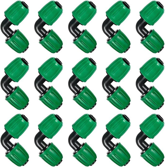 15 Pcs 1/2 Inch Drip Irrigation Elbow Fittings(1/2" ID x 0.640" OD), 90 Degree Drip Lock Barbed Nut Hose Elbow Connectors for 1/2 Drip Irrigation Tubing Connection Parts for Garden Watering System