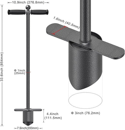 BeneLabel Hand Held Grass Plugger Tool with Push Pull Long Handle Lawn Plug Tool with Soft Rubber Grip Garden Bulb Planter for Digging Holes, Planting, Lawn Repair and Transplant Seedling