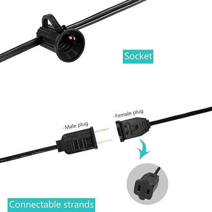 JONATHAN Y JYL8700A 25' Outdoor Globe String Lights with 25 G40 Bulbs, UL Listed Waterproof Patio Lights, Connectable Hanging Lights for Backyard, Porch, Cafe, Wedding, Party Decor, Black