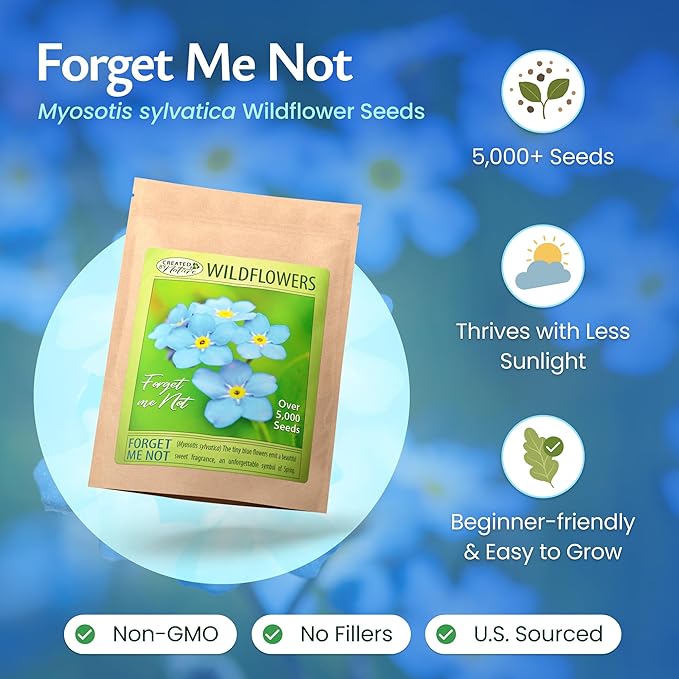 Created by Nature Forget Me Not Seeds, 5,000 Blue Biennial Wildflower Seeds