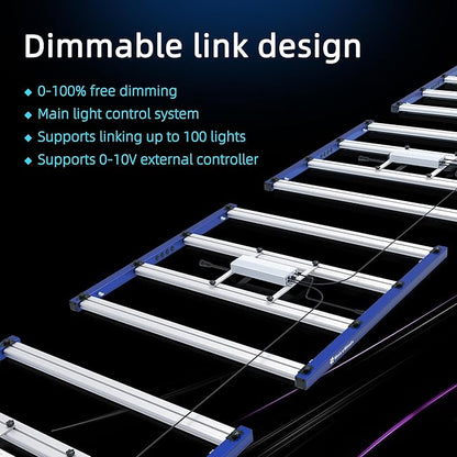 420W Led Grow Lights for Indoor Plants Full Spectrum Foldable and dimmable LED Grow Lights Daisy Chain 4x4/5x5ft Coverage Bar Style Growing Lamp for Indoor Plants