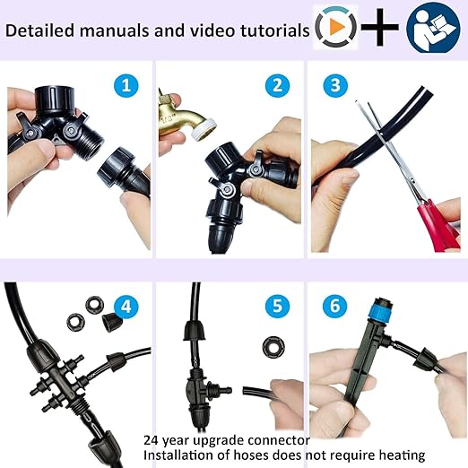 162ft Drip Irrigation Kit 5/16“ID Main Hose and 1/4 Inch Pipe Drip Irrigation System with Water Timer Auto Watering System for Garden Adjustable Spray, for Greenhouse, Garden, Lawn, Potted Plants