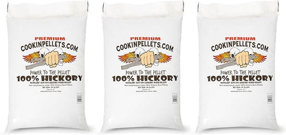 CookinPellets 40-Pound Premium Genuine Hickory Hardwood Grill Smoker Wood Pellets, No Bark, Fillers, and Flavor Oils, for Meat and Veggies (3 Pack)
