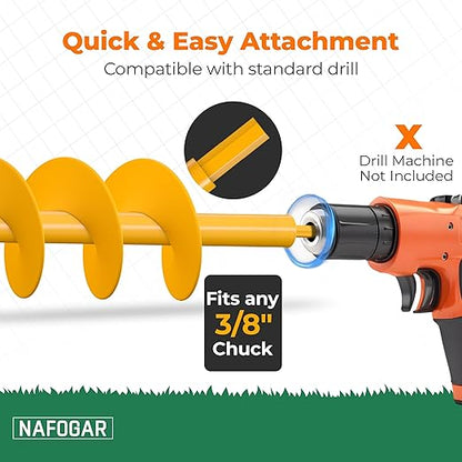 Garden Auger Drill Bit for Planting - Pack of (2) - 1.6”x16.5” & 3.5”x16” – Garden Spiral Hole Digging for Planting, Bulbs, Bedding Plants & More - Compatible with 3/8 Inch Hex Drive