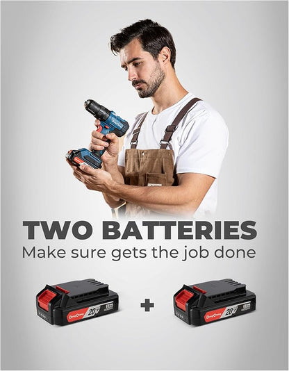 Dong Cheng 20V Brushless Heavy-duty Impact Drill, 443 in-lbs, 27000 IPM, 1/2" Keyless Metal Chuck, 20+1+1 Clutch, Cordless Hammer Drill with 2 Battery Kit for Drilling Brick Wall, Metal, Wood