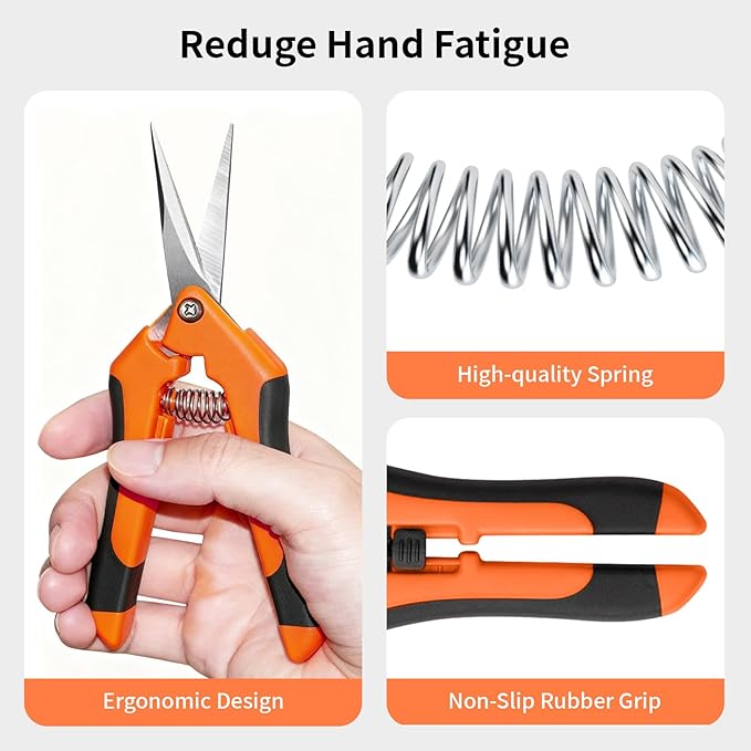 4 Pack Garden Pruning Shears, Stainless Steel Shears, Gardening Shears Scissors Pruning Shears for Gardening Tools (2pcs Green+2pcs Orange)