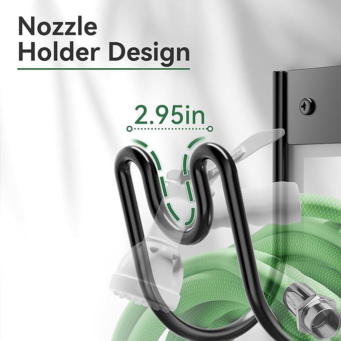 Black Metal Garden Hose Holder - Wall Mounted Water Hose Holder - Hose Hanger Heavy Duty for Water Hose Extension Cords Vacuum Hose (1 Pack)