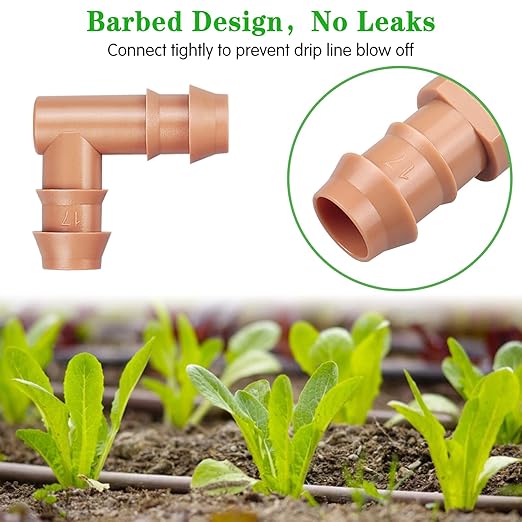 Drip Irrigation Barbed Elbow：20 Pack Drip Irrigation Elbow Parts Fits for 1/2 Inch Drip Irrigation Tubing 17mm 0.600" ID for Patio Lawn Garden