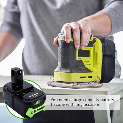 2 Packs 6.0Ah High Capacity Replacement for Ryobi 18v Battery P108 P104 P105 P102 P103 P122 P109 Li-ION Compatible with Ryobi 18V ONE+ System Cordless Power Tools and Charger