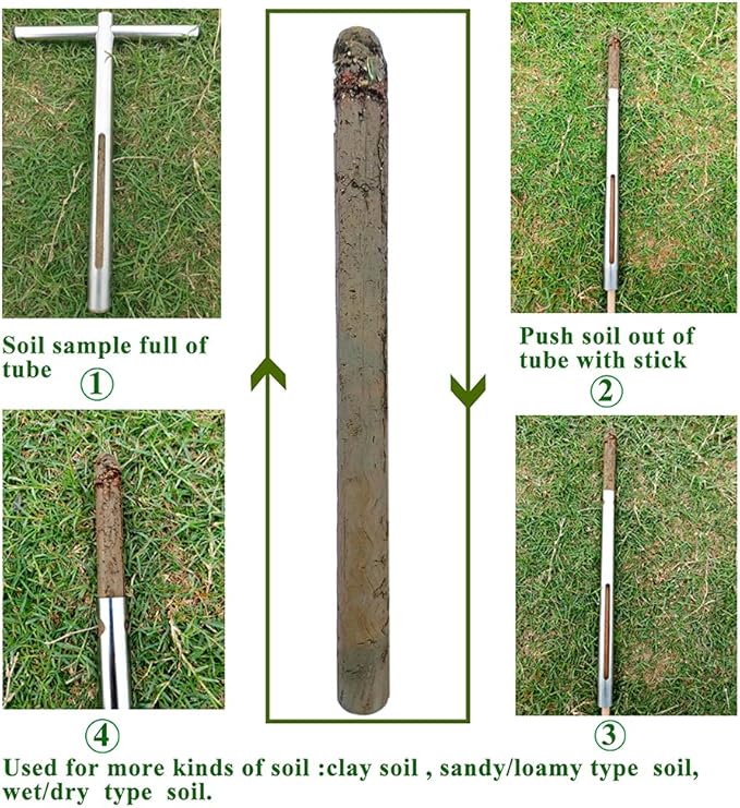 Soil Sample Probe 12 Inch with T Handle, Soil Sampler Tool, Soil Test Kit, Soil Probe for Soil Sampling Plant Care Lawn Garden Farm