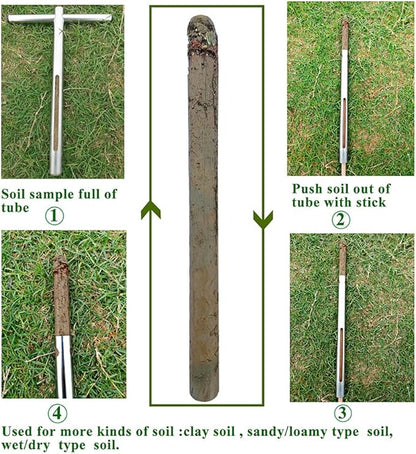 Soil Sample Probe 12 Inch with T Handle, Soil Sampler Tool, Soil Test Kit, Soil Probe for Soil Sampling Plant Care Lawn Garden Farm