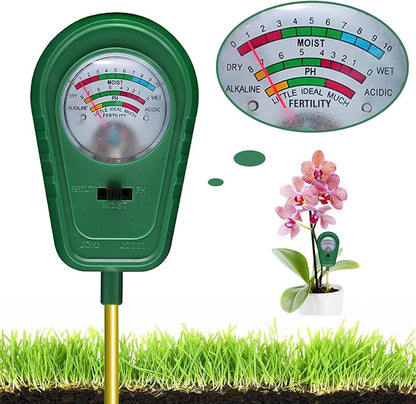 3-in-1 Soil Test Kit, Soil Moisture Meter/Soil ph Meter/Fertility Soil Tester, Soil Hygrometer for Garden, Farm, Plant, Outdoor, Indoor, Lawn Care Moisture Meter for Hous Plants (No Battery Needed)