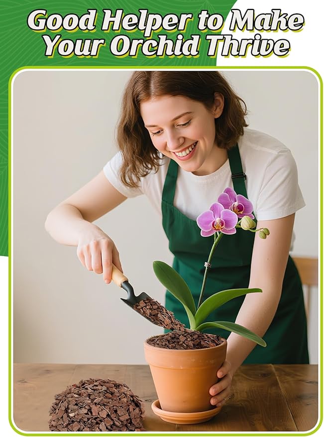 4qt New Zealand Orchid Bark, 1/2-3/4in Sun-Dried Medium Organic Pine Wood Chip Potting Barks, Orchids Mix Plant Compost Mulch for Promoting Root Development