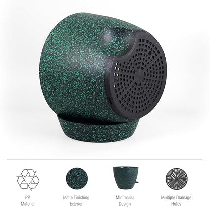 12 inch Large Self Watering Pots for Indoor Outdoor Plants, Flower Plant Pots with Mesh Drainage Holes for Garden House Plants, Plastic Planters for Home, Black with Green Speckles