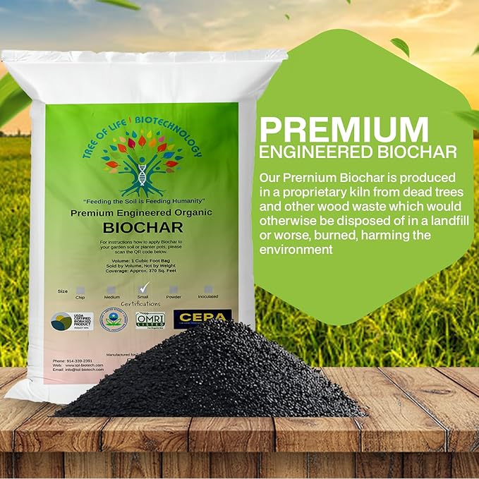 Premium Engineered Biochar Soil Amendment (Small 30 Qts) – 100% Natural Active Carbon Award-Winning Biochar for Gardens | Organic Soil Amendment for Plants, Boosts Nutrients & Reduces Fertilizer Use