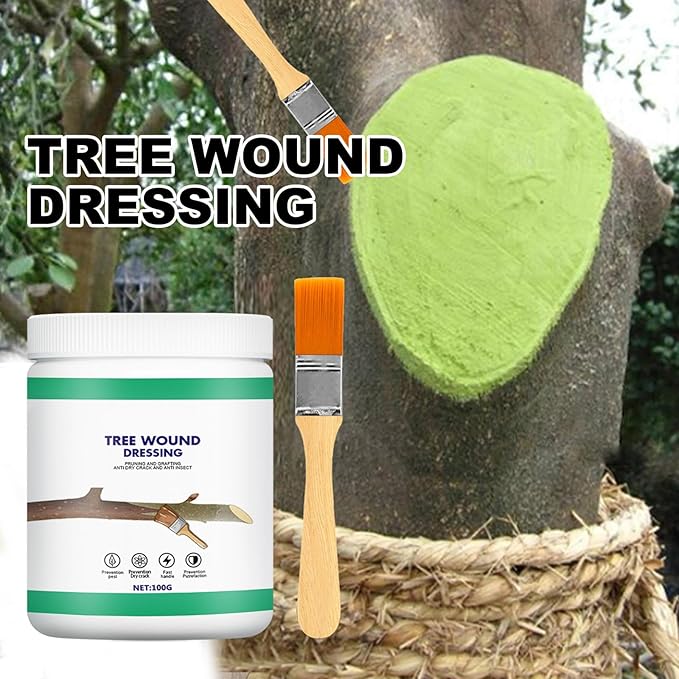Tree Wound Pruning Sealer, Tree Wound Dressing with Brush, Tree Wound Sealer Healing Paste,Quick Recovery of Tree and Bonsai (2 PCS)