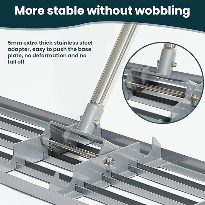 Lawn Leveling Rake 45" 6.5ft Lawn Leveler Ground Full Stainless Steel Leveling Landscape Rake Topdressing Spreader Levelawn Tool for Backyard, Garden, Golf Couse, Farm, Pasture